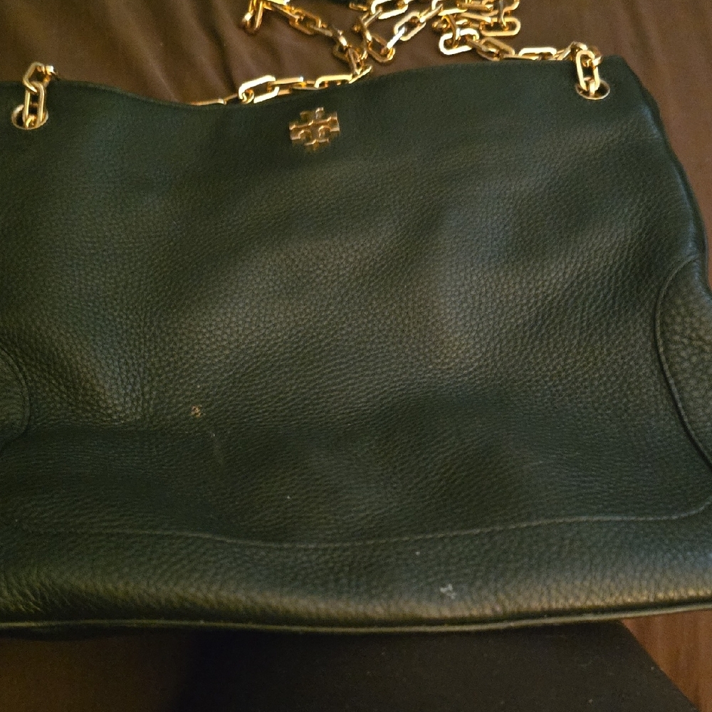 Tory Burch Elegant Black Leather Chain Shoulder Bag
